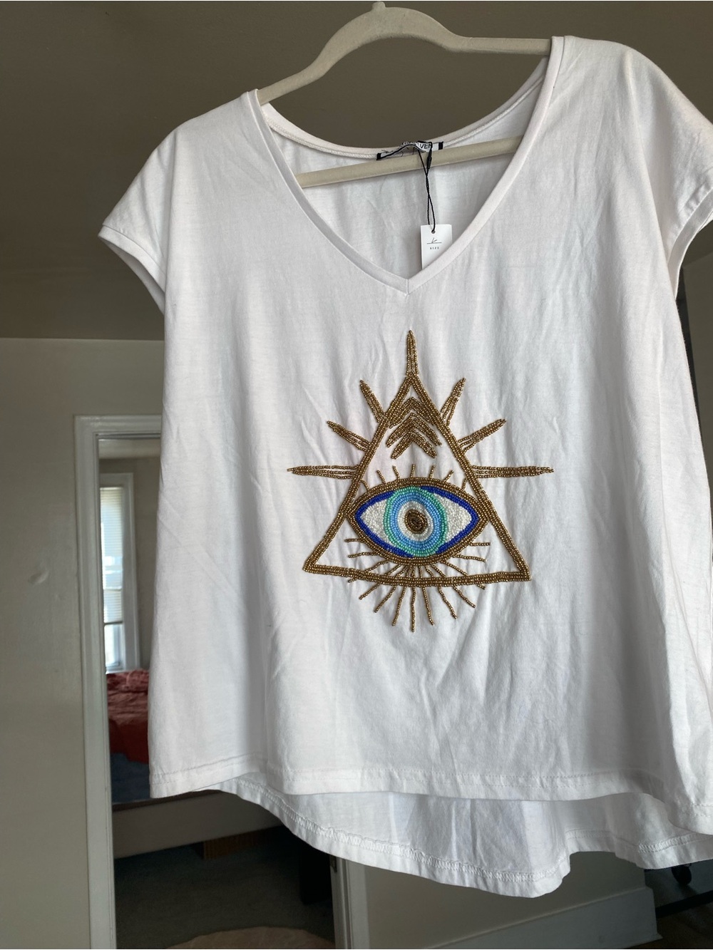 THIRD EYE  ALL SEEING EYE PROTECTION T SHIRT BEADED L